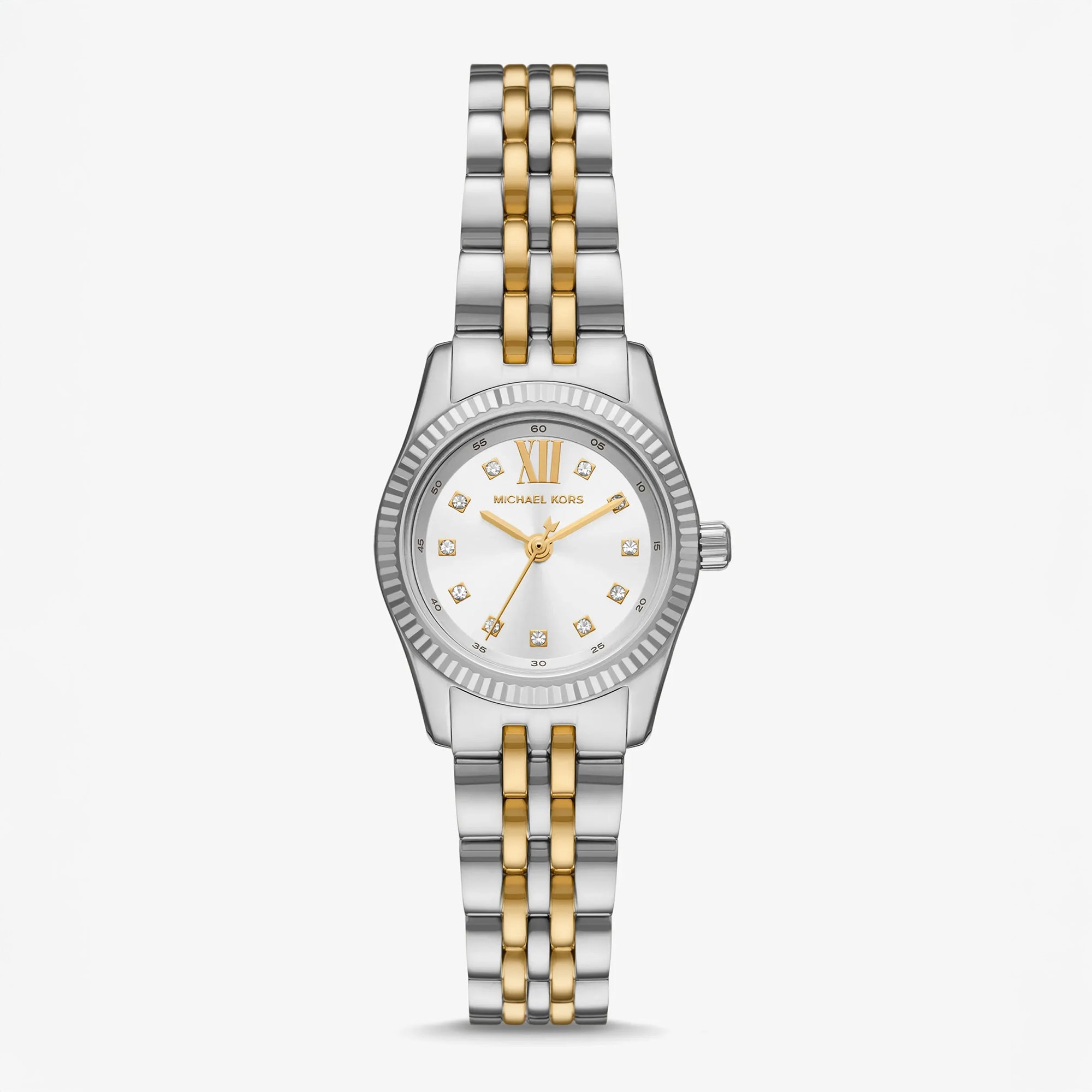 Ladies Petite Lexington Pave Two-Tone Stainless Steel Watch Silver Dial