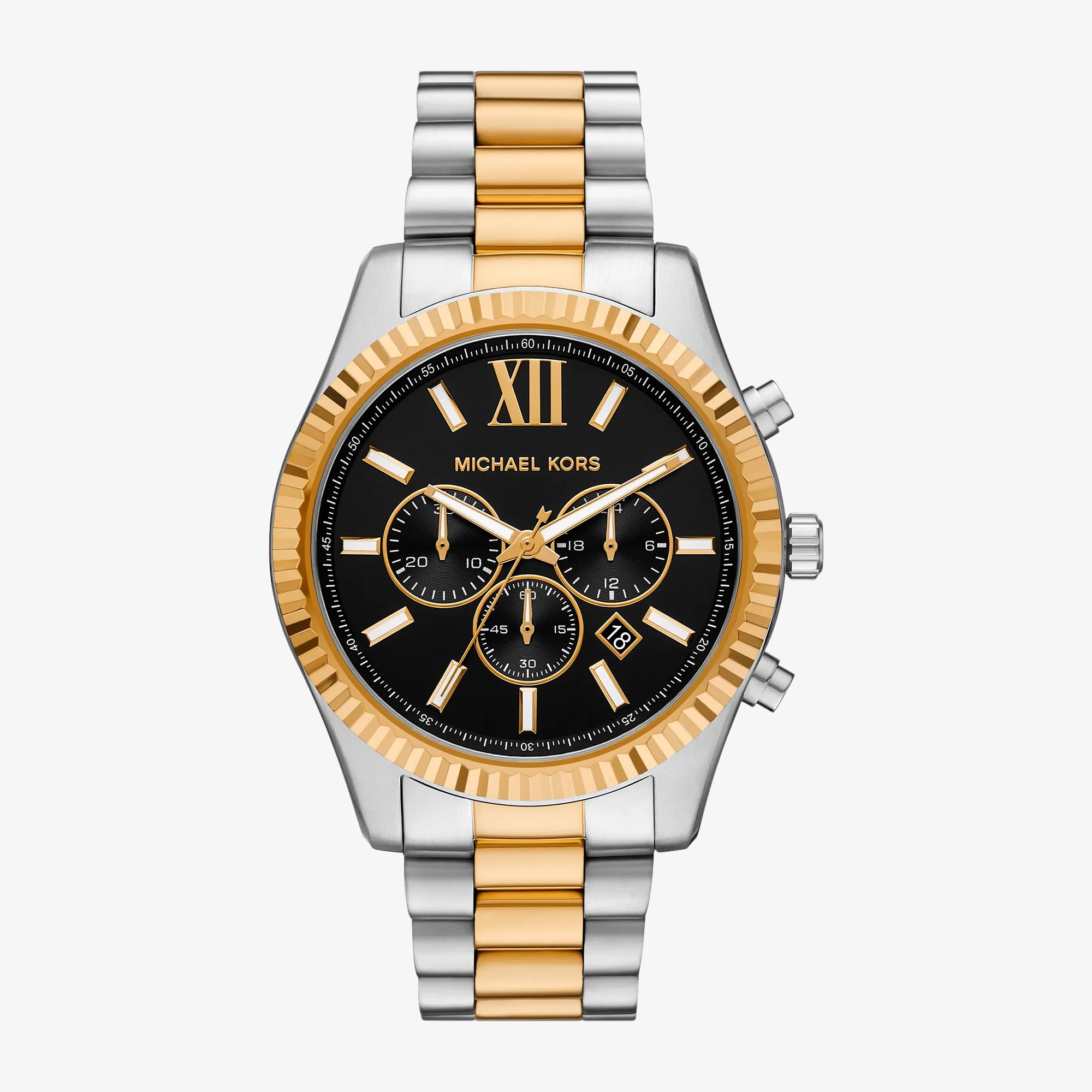 Mens Lexington Chronograph Two-Tone Stainless Steel Watch Black Dial