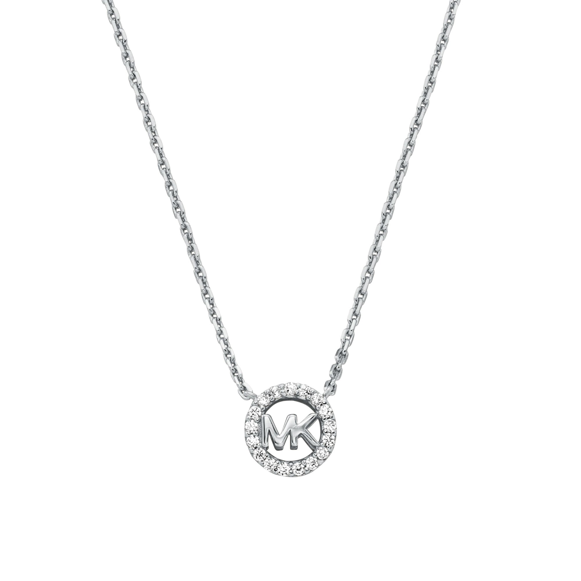 Premium Sterling Silver MK Logo Pendant Necklace Silver