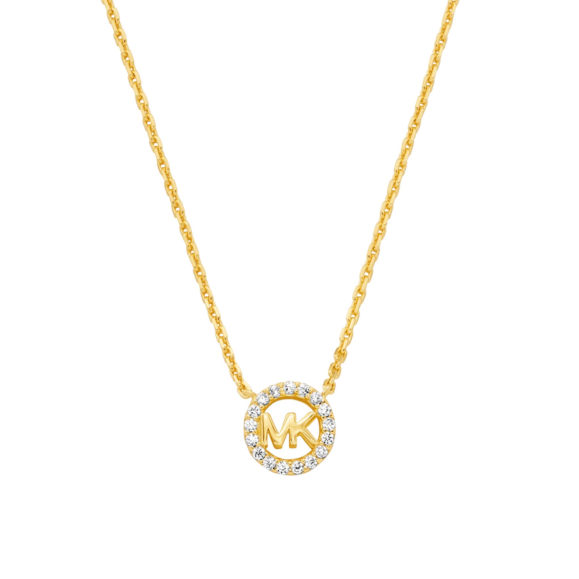 Premium Sterling Silver MK Logo Pendant Necklace Gold