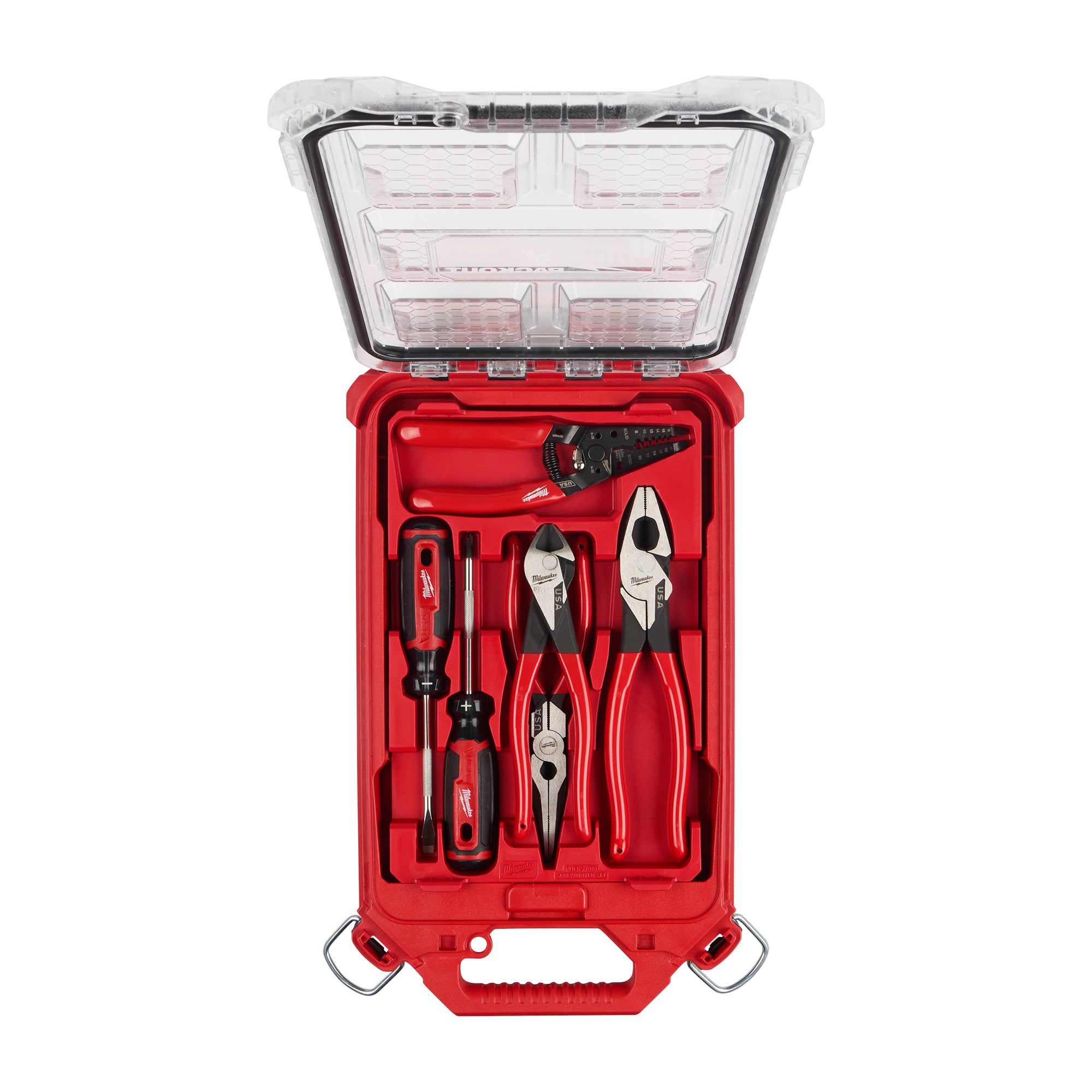 6pc Dipped Grip Cutting Pliers Wire Stripper & Screwdrivers (USA) w/ PACKOUT