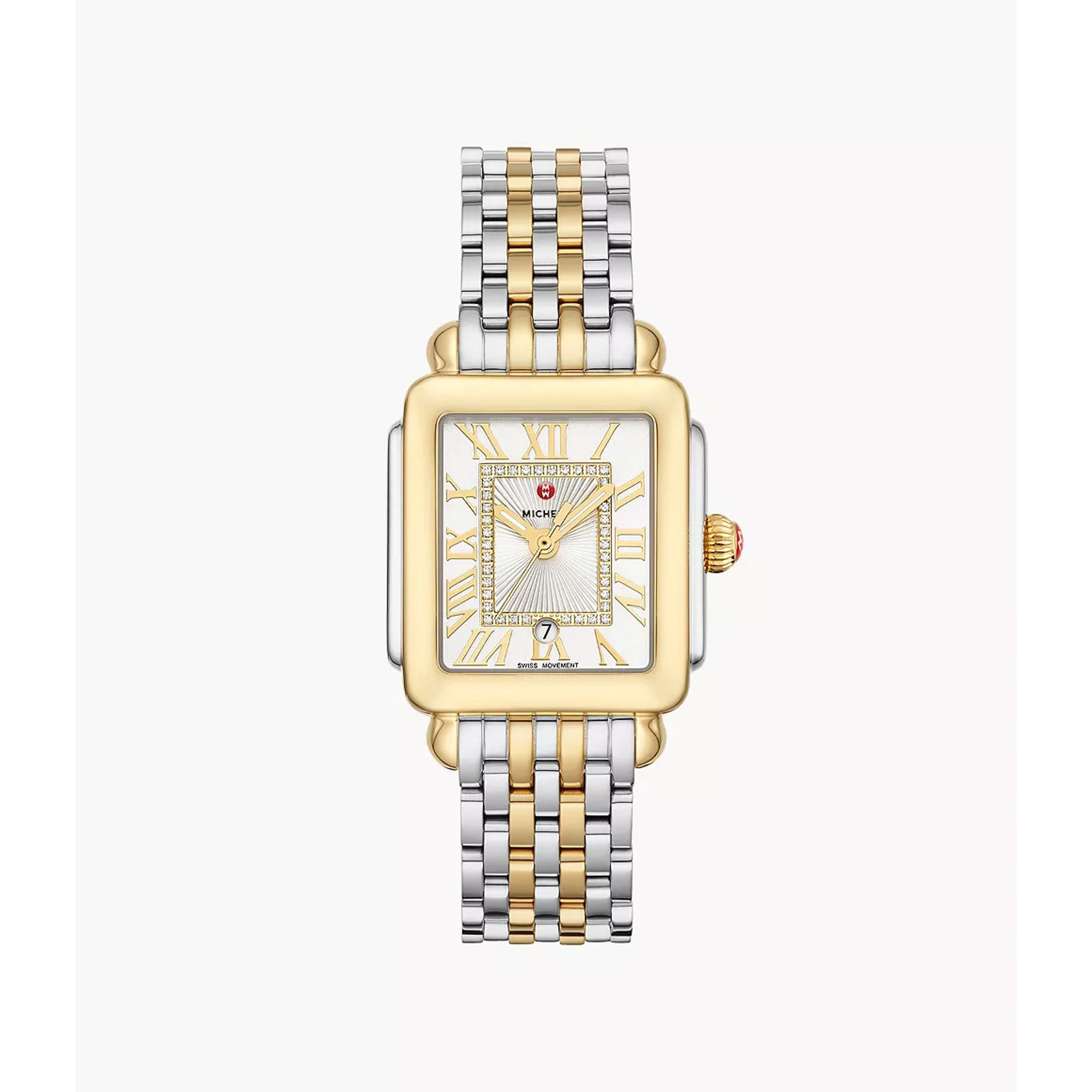 Ladies' Deco Madison Mid 2-Tone 40 Diamond Watch, White Silver Dial