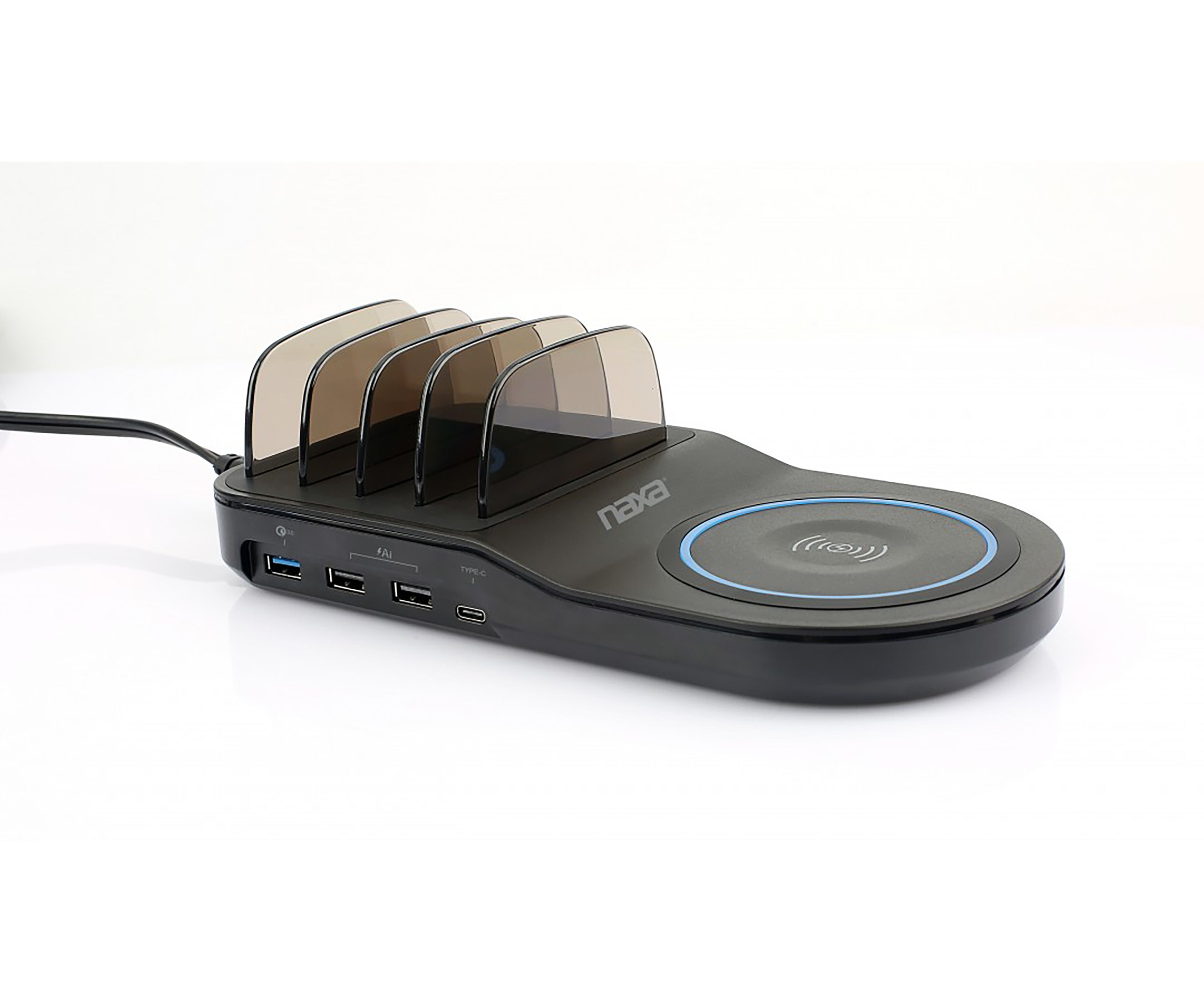 5-in-1 Wireless Fast Charging Station w/ Qi & 4 USB Ports