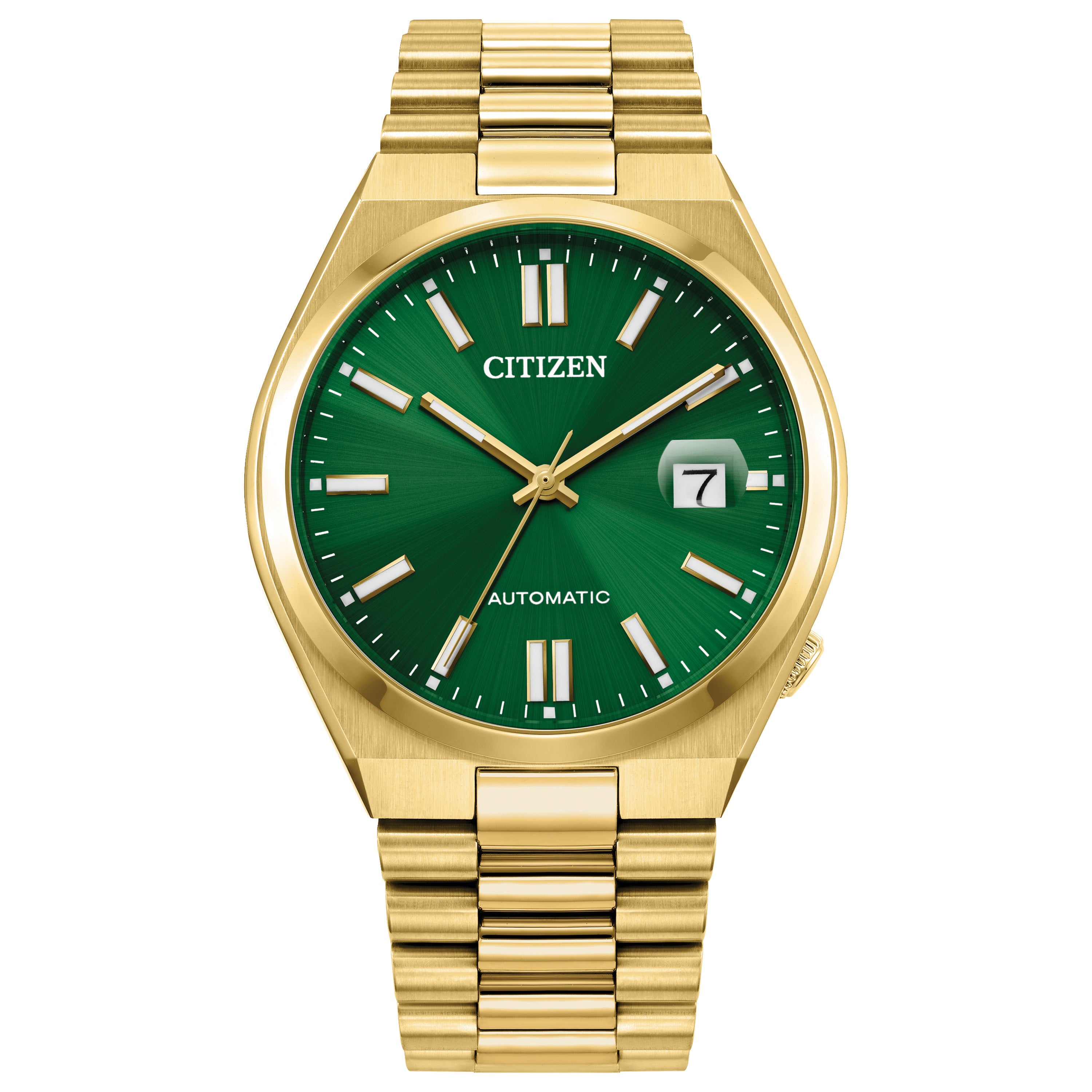 Men's Tsuyosa Automatic Gold-Tone Stainless Steel Watch, Green Dial