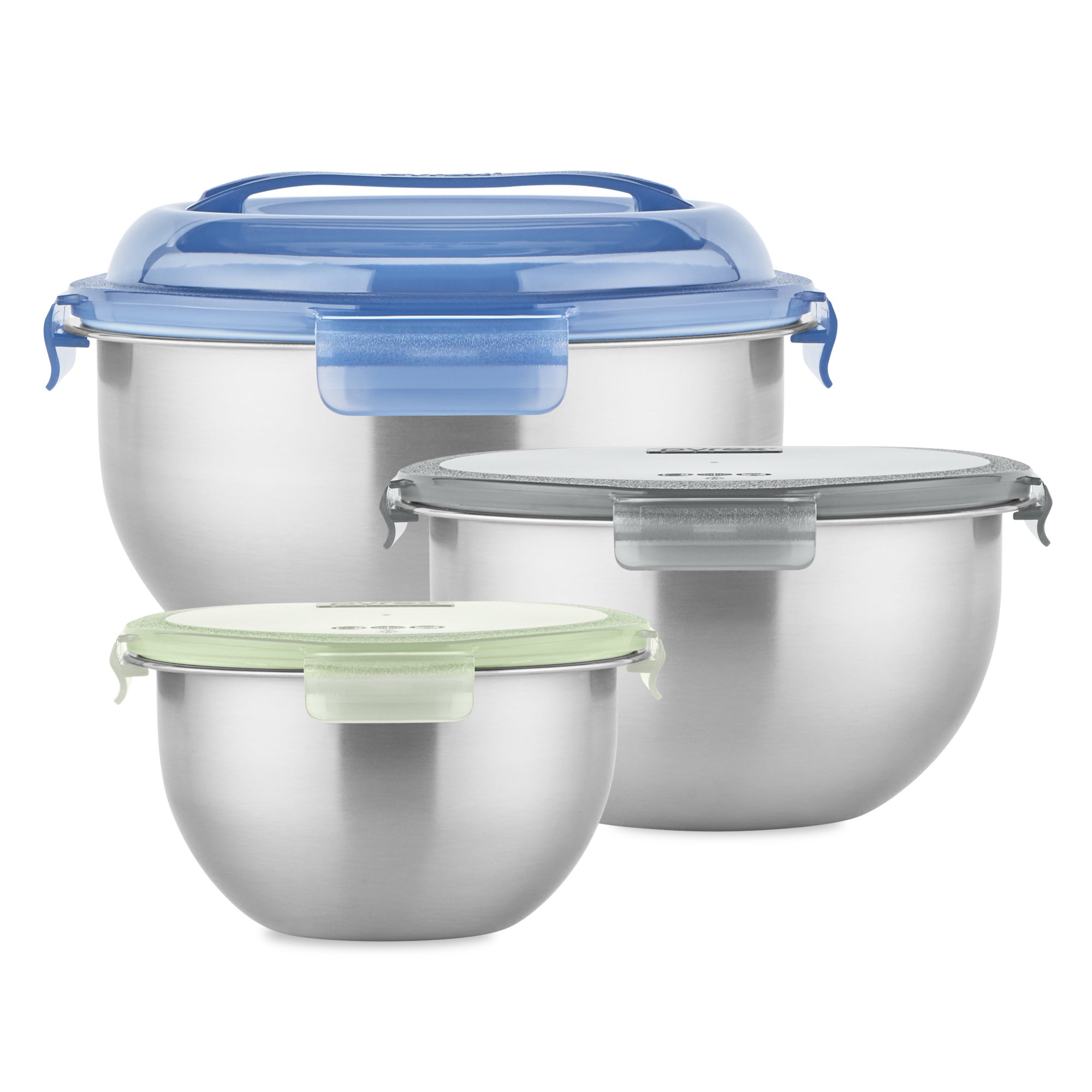 6pc Stainless Steel Locking Lid Mixing Bowl Set