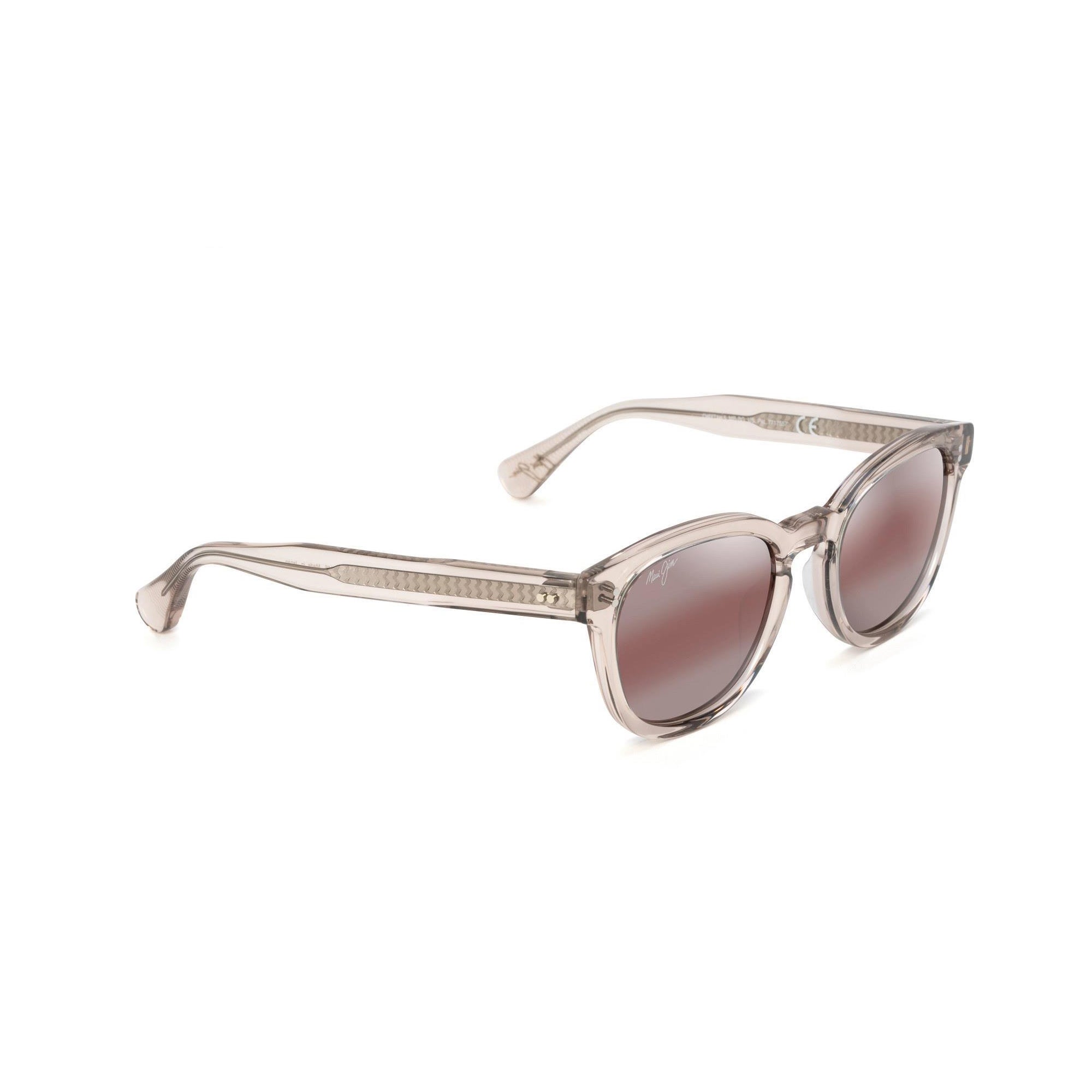 Cheetah 5 Polarized Sunglasses Crystal with Pink Frame Maui Rose Lens