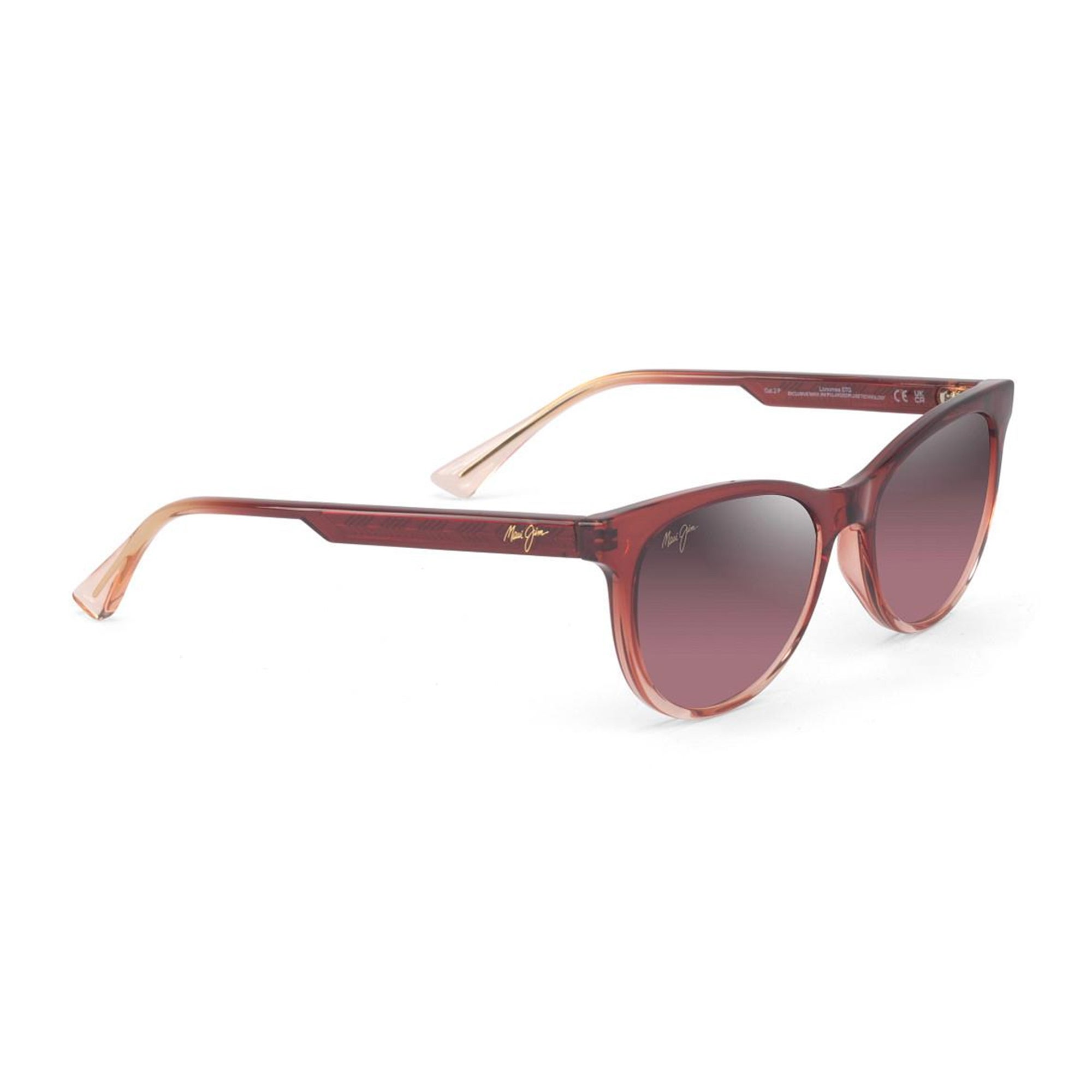 Lonomea Polarized Sunglasses Shiny Red to Light Pink Frame Maui Rose Lens