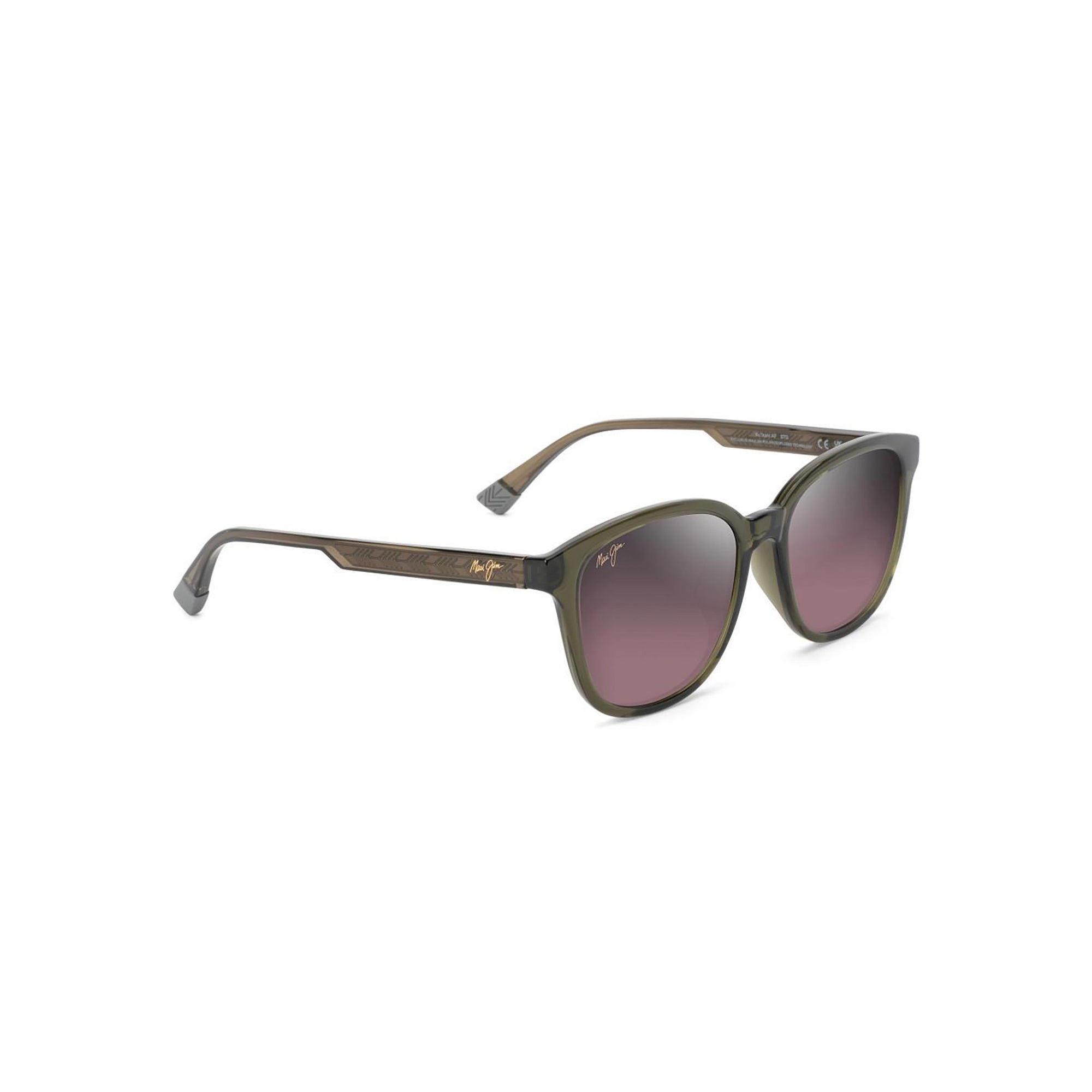 Ku'ikahi Asian Fit Polarized Sunglasses, Shiny Green Frame, Maui Rose Lens