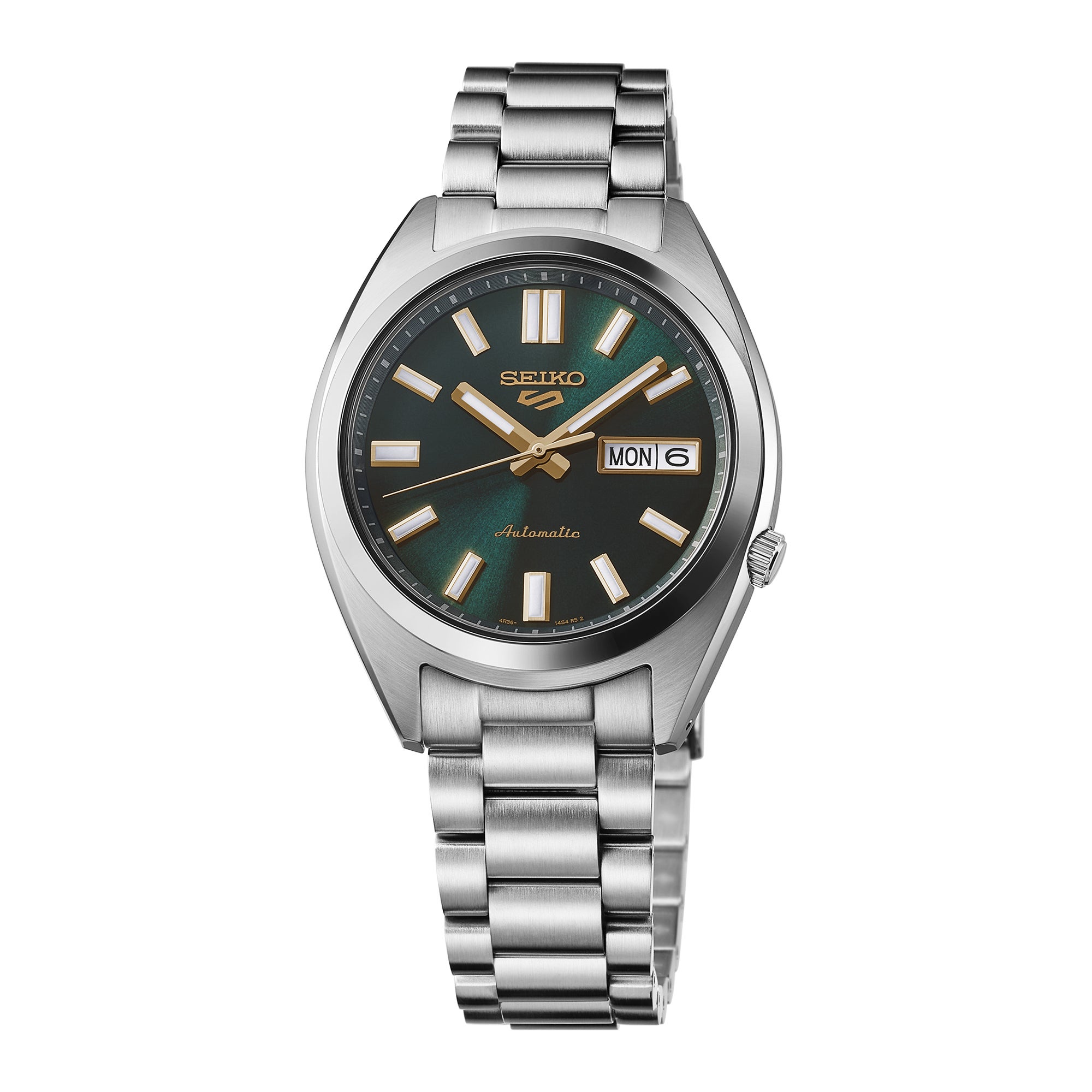 Mens Seiko 5 Sport SNXS Automatic Silver-Tone Stainless Steel Watch Green Dial