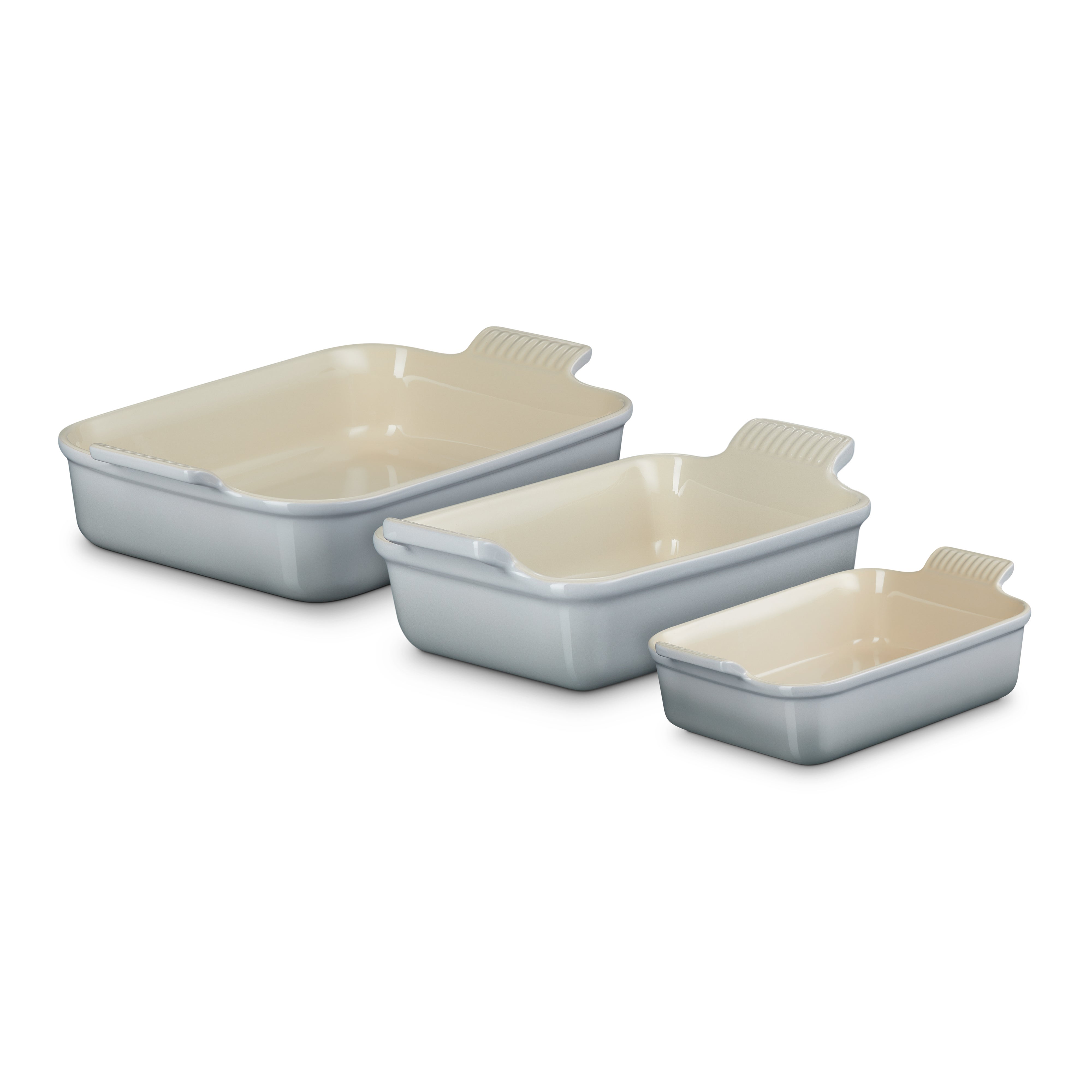 3pc Heritage Stoneware Rectangular Baking Dish Set French Gray