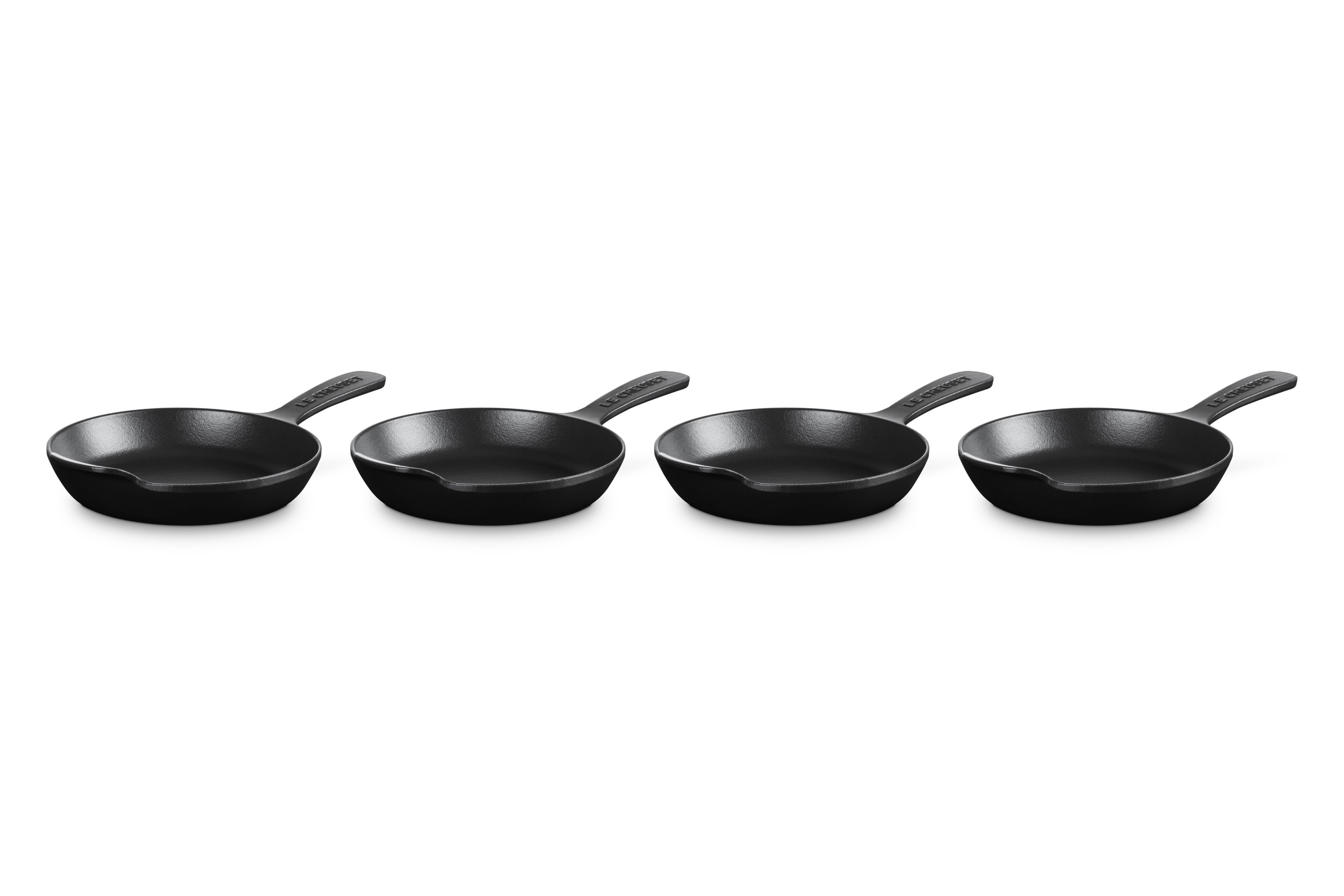 Set of 4 Gourmand Cast Iron Mini 0.3qt Skillets Licorice
