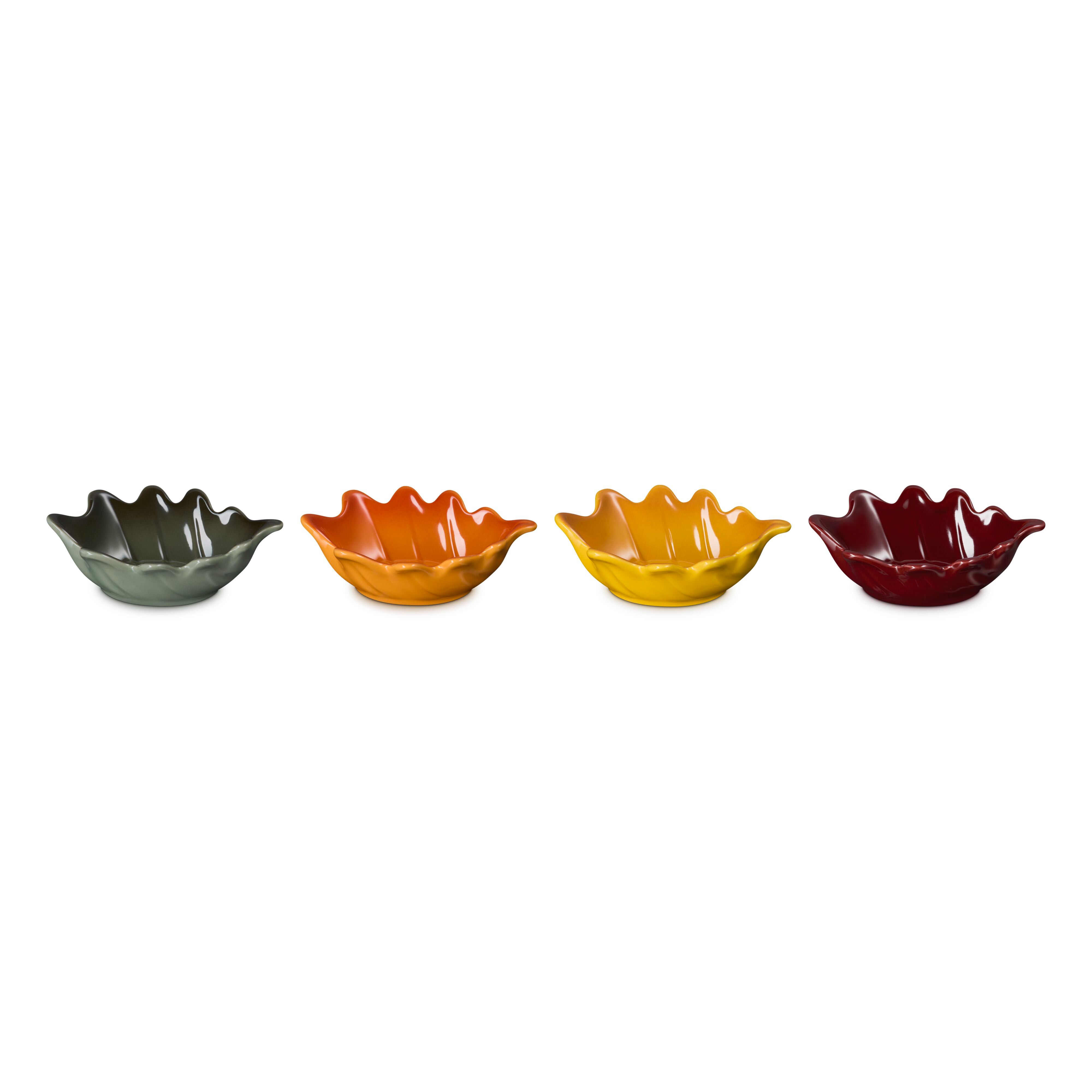 Set of 4 Mini French Oak Leaf Bowls Multicolor