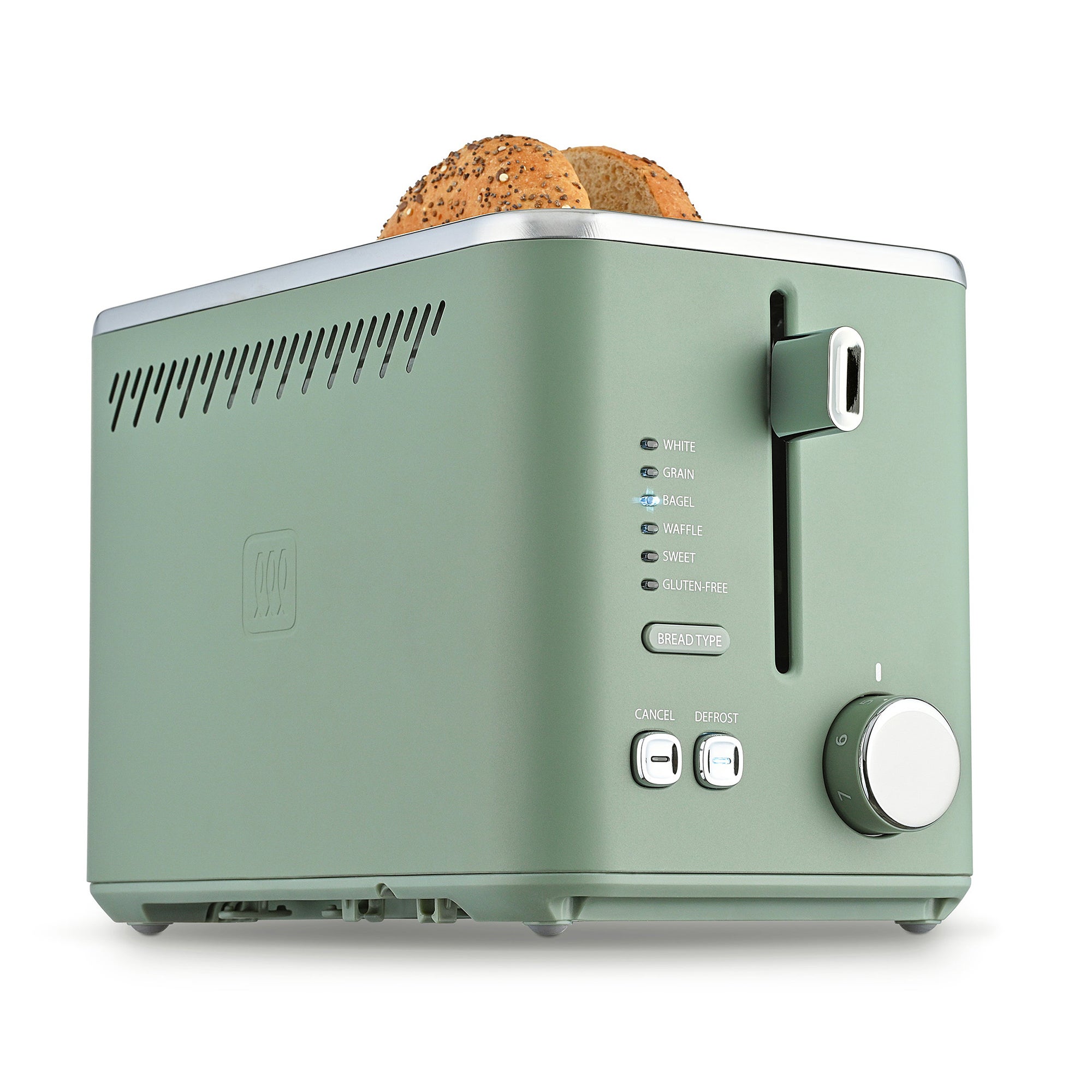 2 Slice Stainless Steel Toaster w/ 6 Bread Functions Green