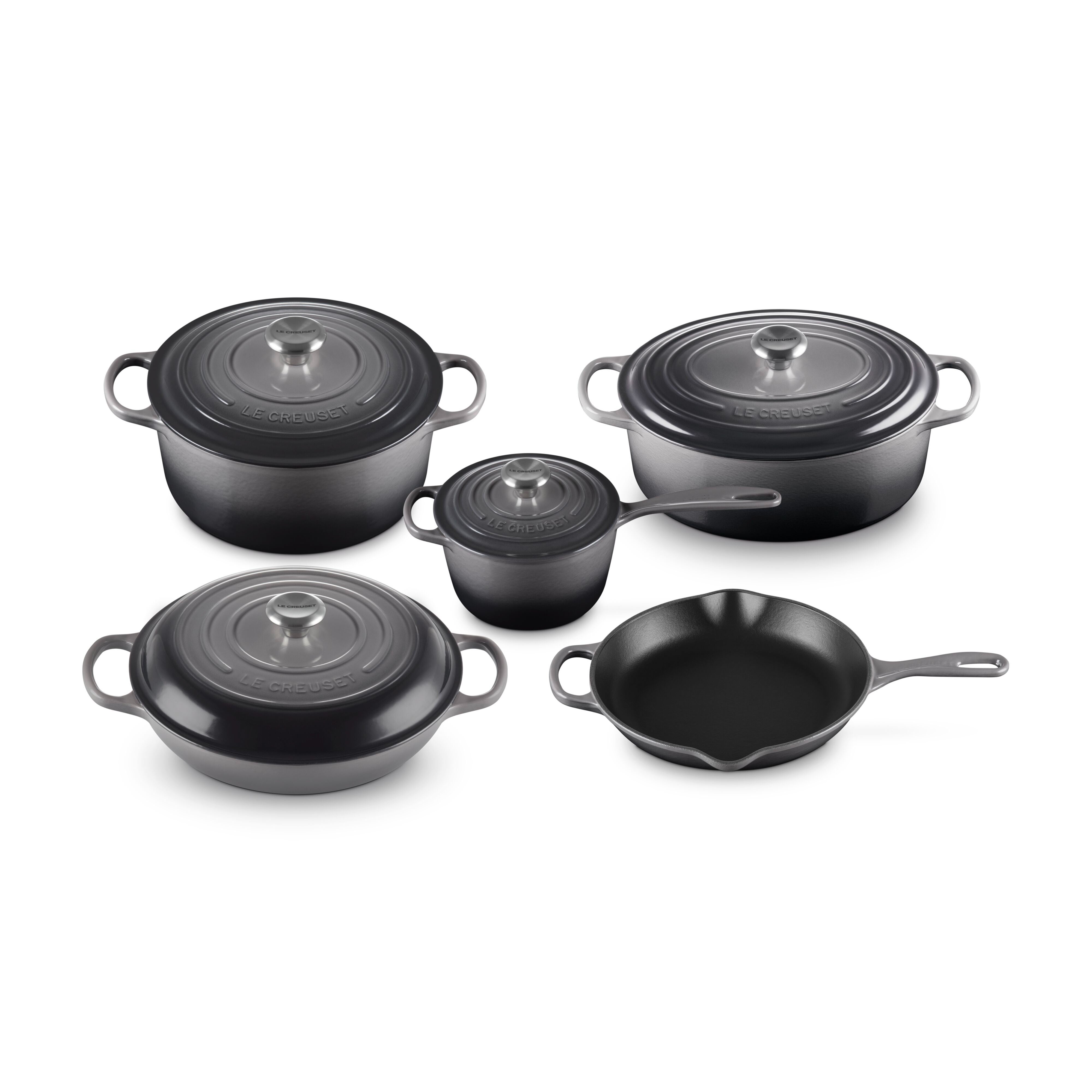 9pc Signature Cast Iron Cookware Set Oyster