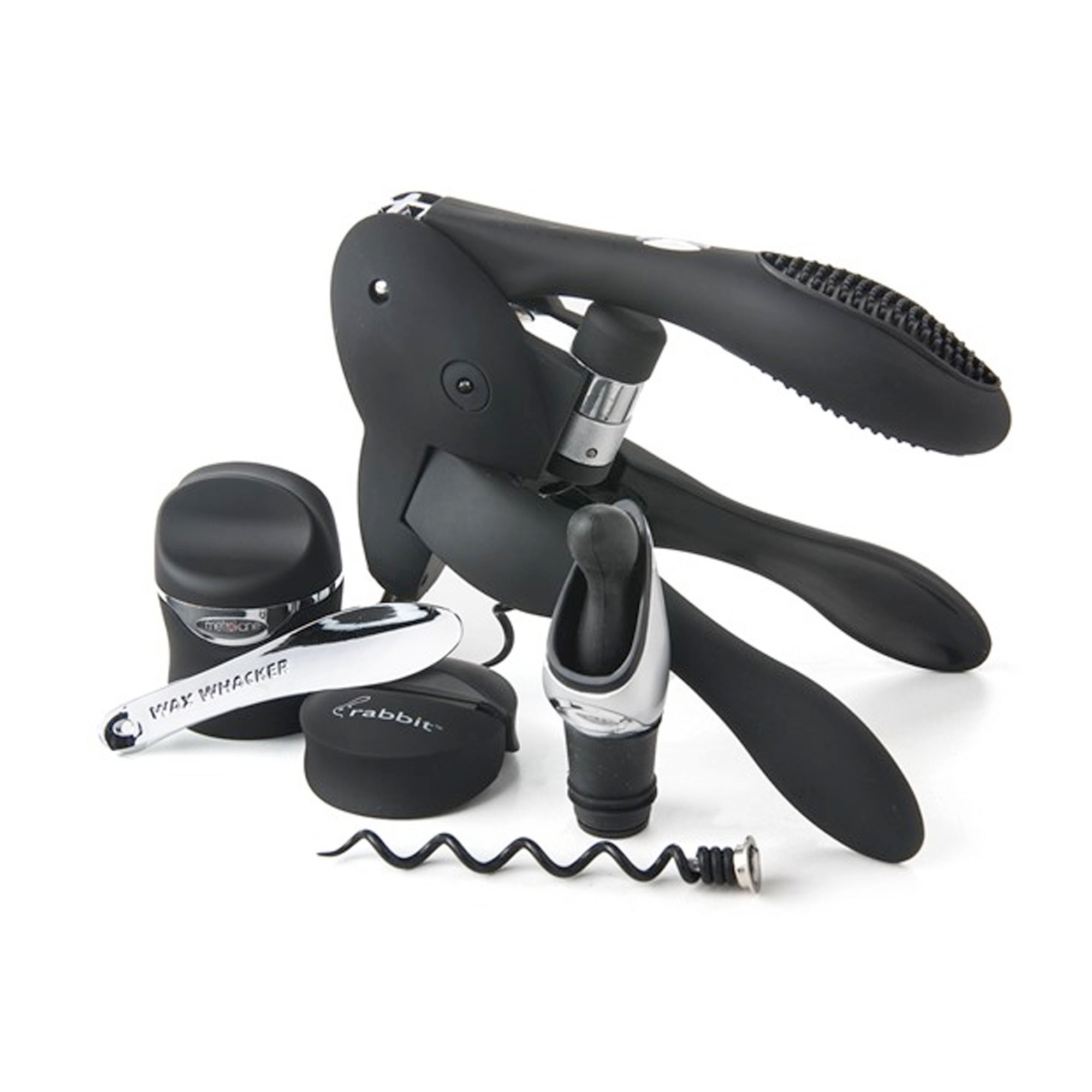 6pc Rabbit Wine Tool Kit Black